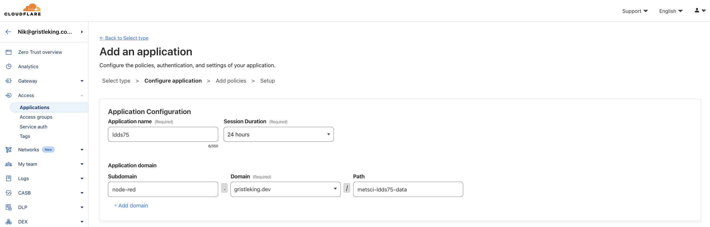 Configure Zero Trust Appication