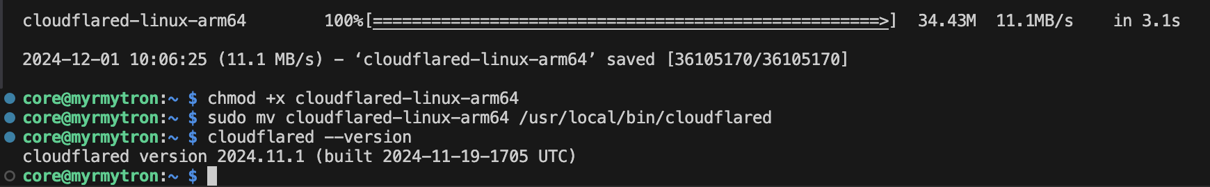 Cloudflare tunnel installed and ready to set up